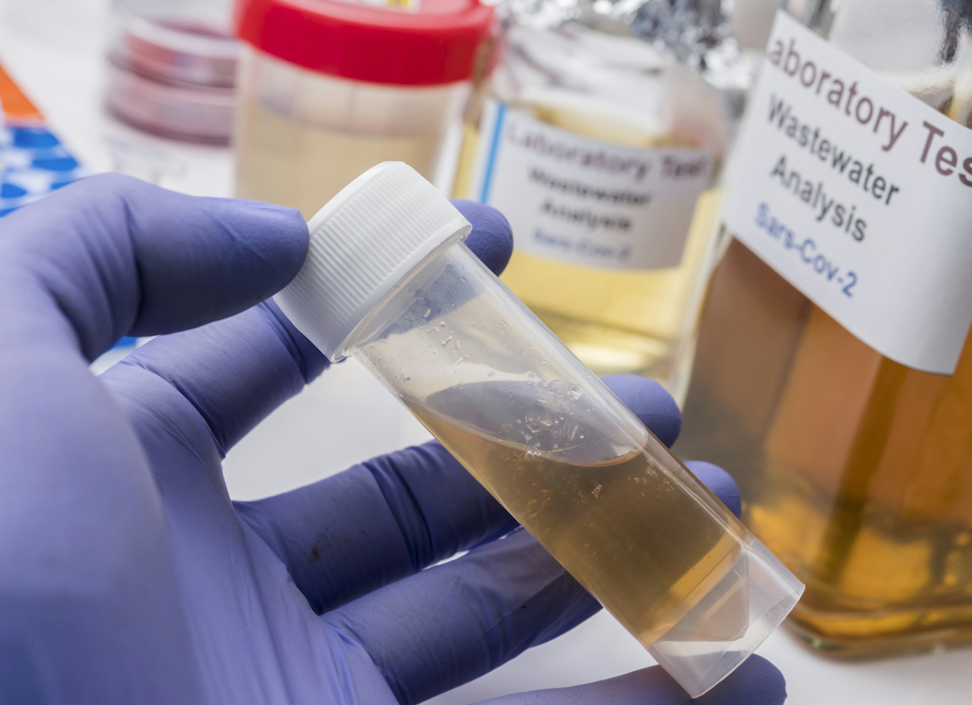 Scientific analysis of wastewater sample in laboratory